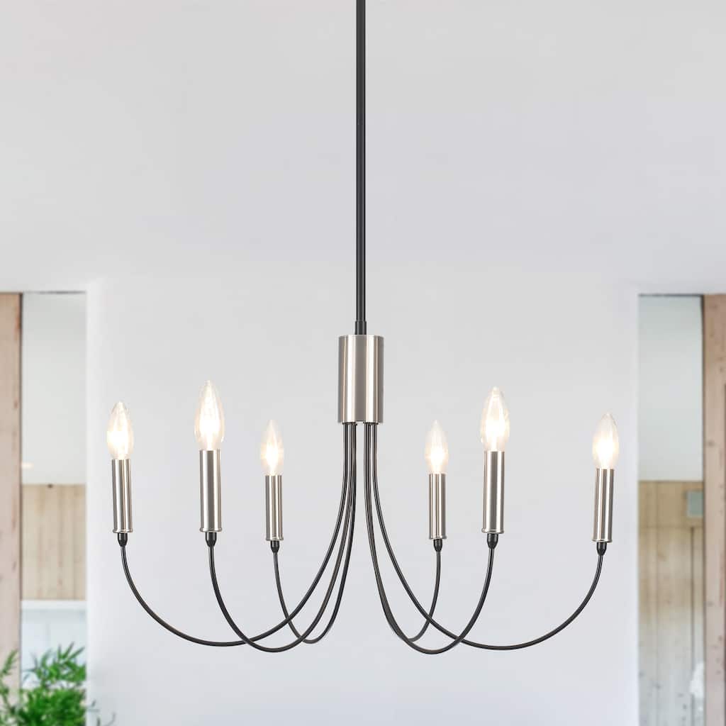 Modern Minimalist 6 - Light Hanging Candlestick Chandelier for Living Room Kitchen Island Bedroom Entryway - N/A