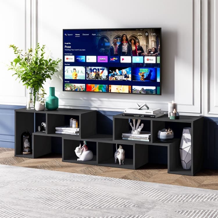 3 Pieces TV Stand Console Entertainment Center for TVs up To 65 Inch with Bookcase Shelves - 26.5" x 12" x 17" (L x W x H)