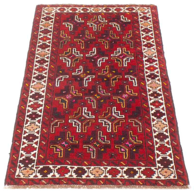 ECARPETGALLERY Hand-knotted Royal Baluch Red Wool Rug - 3'0 x 6'0