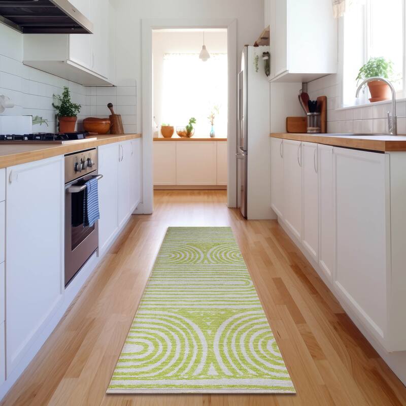 Premium Washable Super Soft Contemporary Mayfield Rug - Green - 2' 3" x 7' 6" - Runner