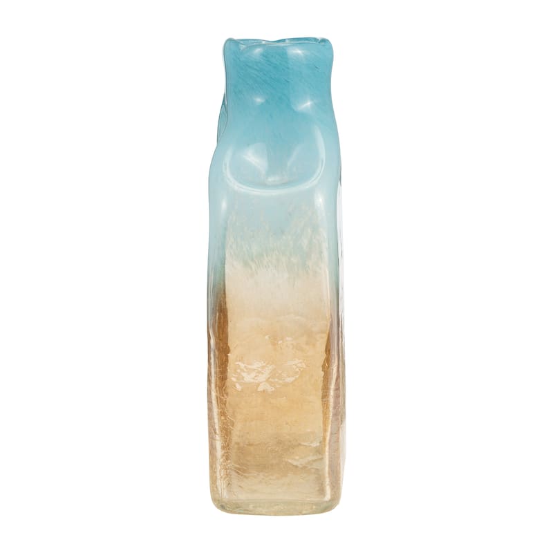Sagebrook Home Artisan Glass Teal and Apricot Coastal Vase