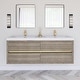 preview thumbnail 79 of 191, Wood Wall-Mounted Bathroom Vanity with Sink and Soft Close Drawers 60" x 20" - Ash Finish - Grey Ash