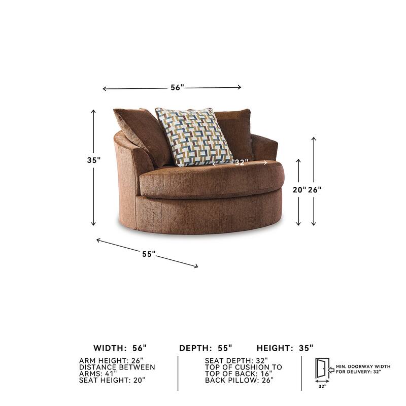 Signature Design by Ashley Laylabrook Oversized Swivel Accent Chair - 56" W x 55" D x 35" H