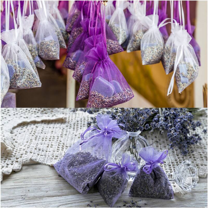 50pcs Organza Bags Drawstring Favor Pouches Sheer Mesh Bag for Wedding