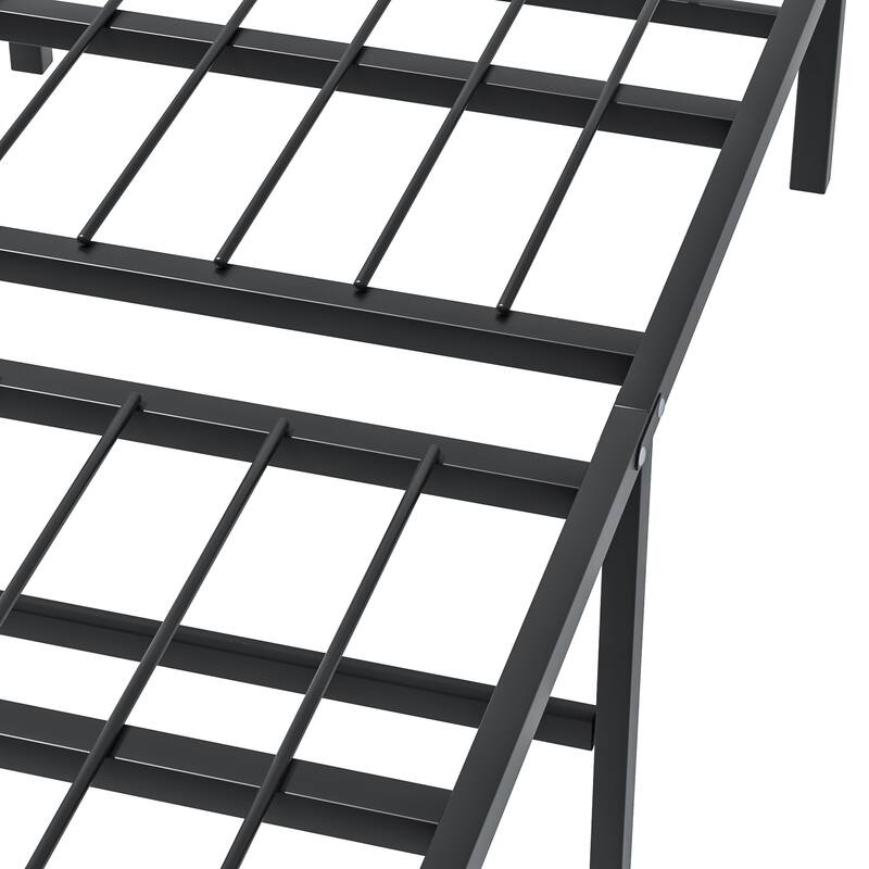 VECELO Black Foldable Bed Frame Twin/Full/Queen Size No Tools Assembly 12.8" Underbed Storage Space Modern Bed