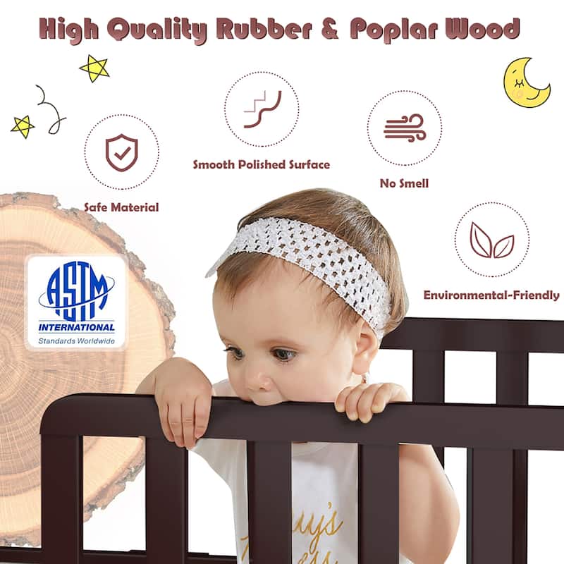 Costway Kids Toddler Wood Bed Bedroom Furniture w/ Guardrails - See Details