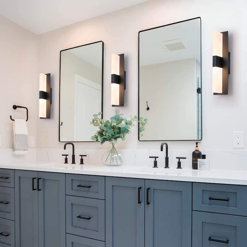 Dimmable LED Wall Sconce - Matte Black T-Shaped Frosted Acrylic