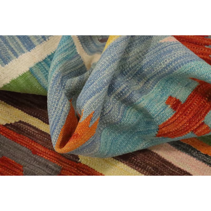 Hand Woven Oriental 100% Wool Carpet Southwestern Tribal Multi-Colored Kilim Area Rug - 6' 0'' X 3' 10''