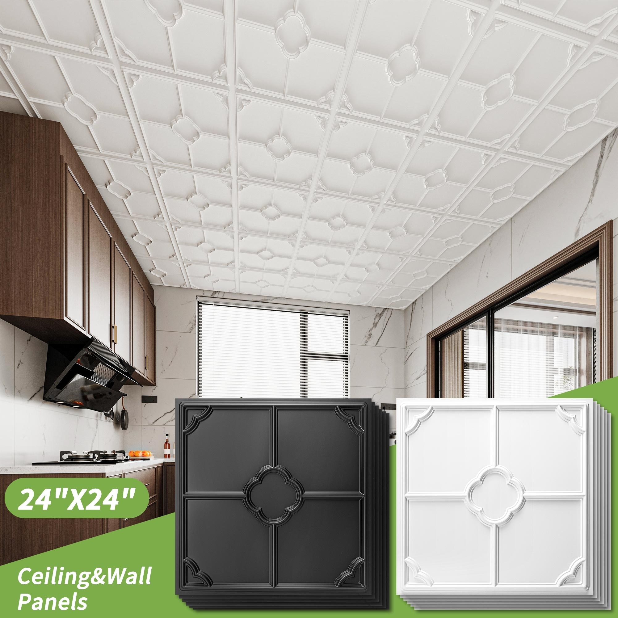 Art3d PVC 3D Water Ripple Effect Ceiling & Wall Panels, 2x2ft. (pack of 12)