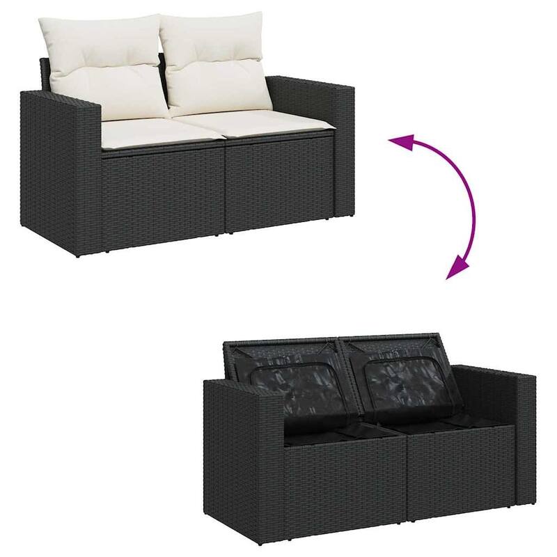 vidaXL Patio Sofa Set with Cushions Center and Corner Seats 9 Piece Poly Rattan - 21.7 x 39.4 x 28.7
