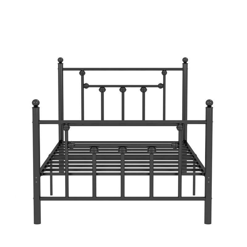14 Inch Metal Victorian Platform Bed Frame with Headboard and Footboard, Heavy Duty Mattress Foundation with Steel Slats Support