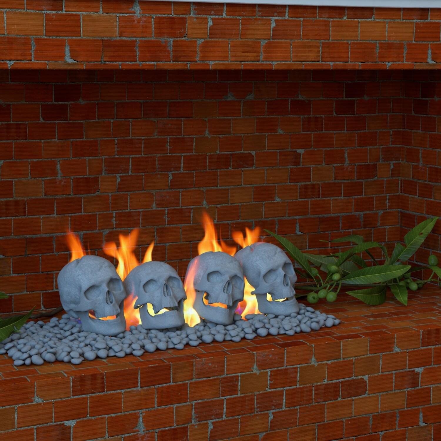Shop Regal Flame Human Skull Ceramic Wood Large Gas Fireplace Logs