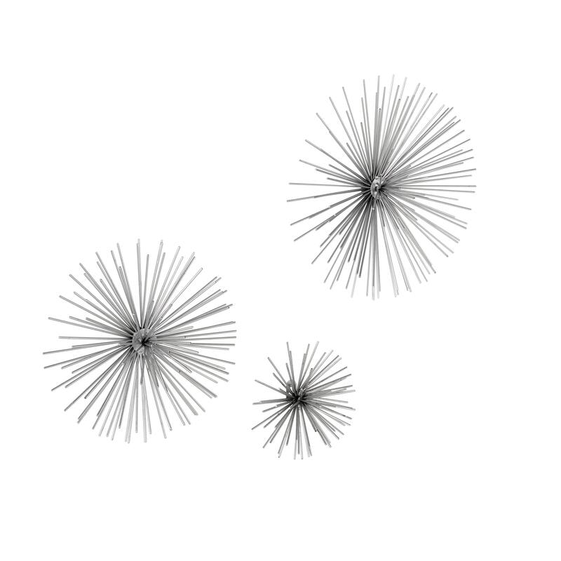 CosmoLiving by Cosmopolitan Metal 3D Starburst Wall Decor (Set of 3) - Silver, Gold, Black, Copper