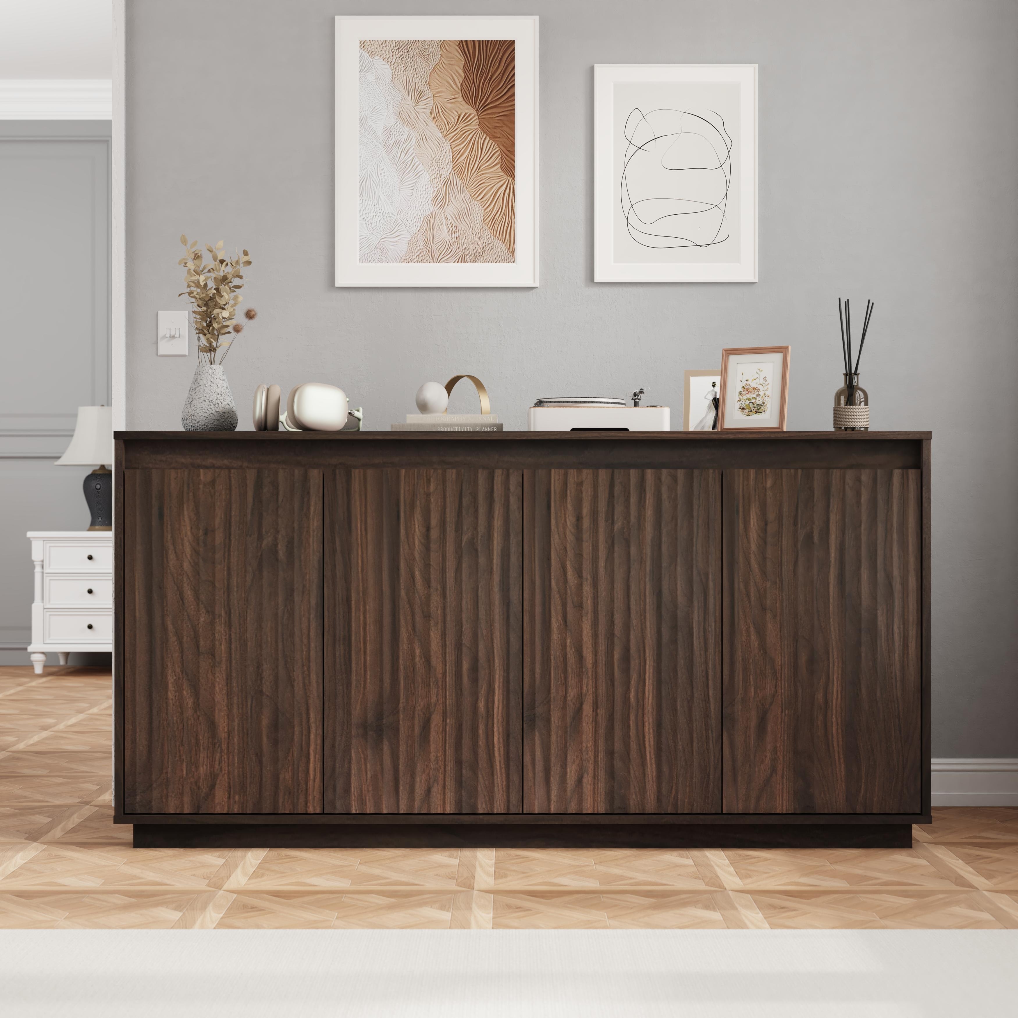 4 Door Buffet Sideboard Cabinet with Power Outlet