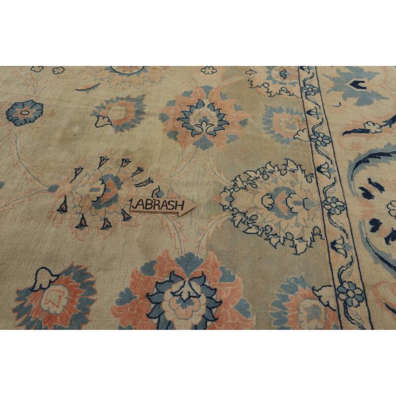 Hand Knotted Oriental 100% Wool Carpet Traditional All-Over Beige & Ivories Mahal Area Rug - 16' 6'' X 13' 0''