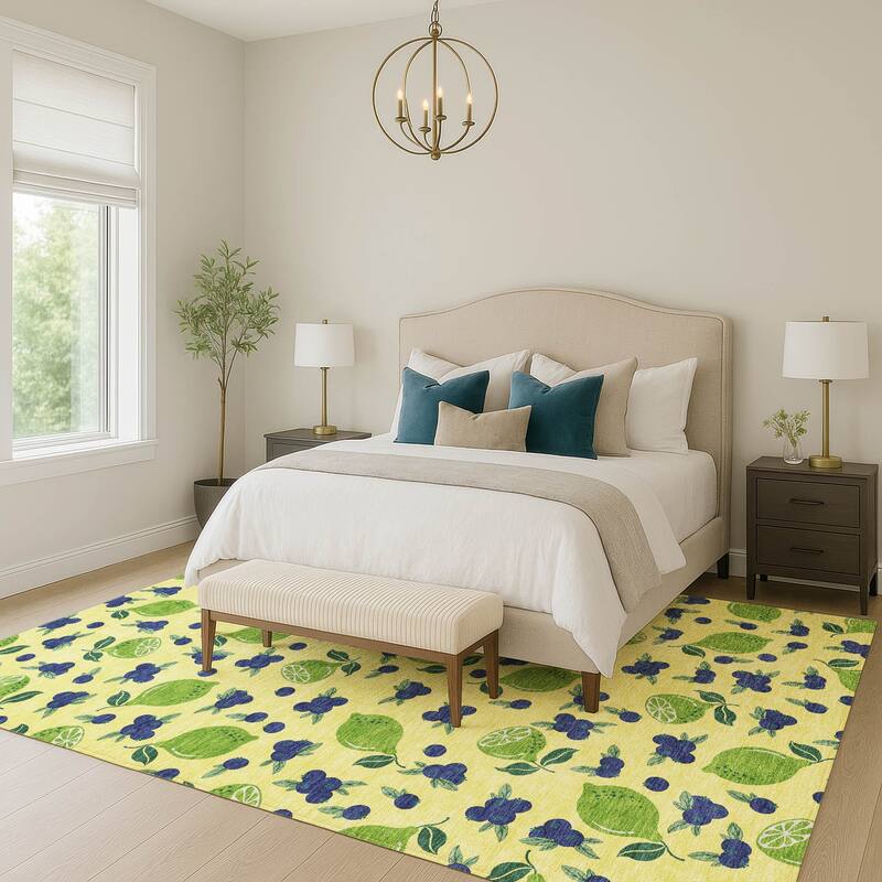 Machine Washable Indoor/ Outdoor Citrus Berry Chantille Rug