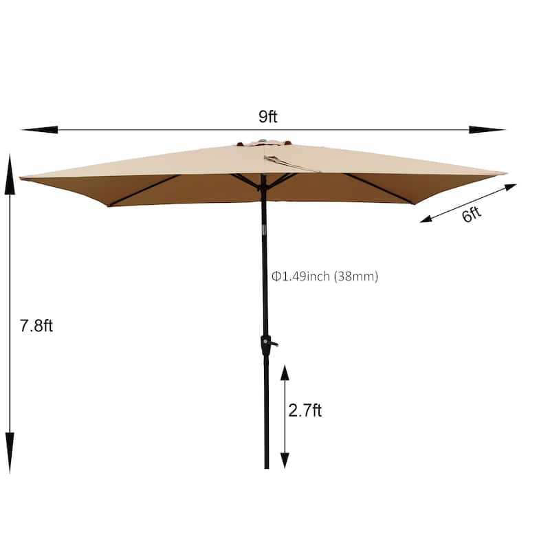 9' Outdoor Patio Market Umbrella with Push Button Tilt and Crank