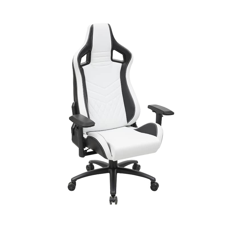 Olive White Vegan Leather Reclining Gaming Chair by Furniture of America