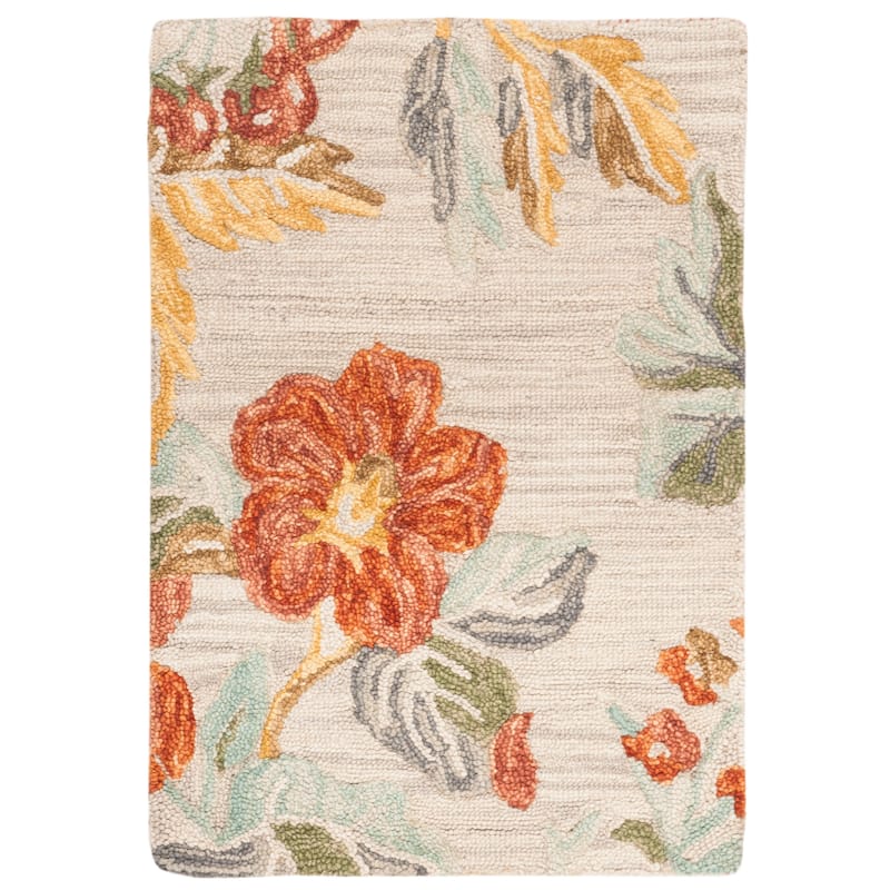SAFAVIEH Handmade Blossom Roseanna Modern Floral Wool Rug - 2' x 3' - Grey/Red - Rectangle