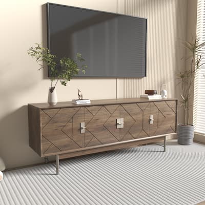 66" Modern TV Stand, Mid Century Entertainment Center with Storage Cabinet for 55 60 inch TV