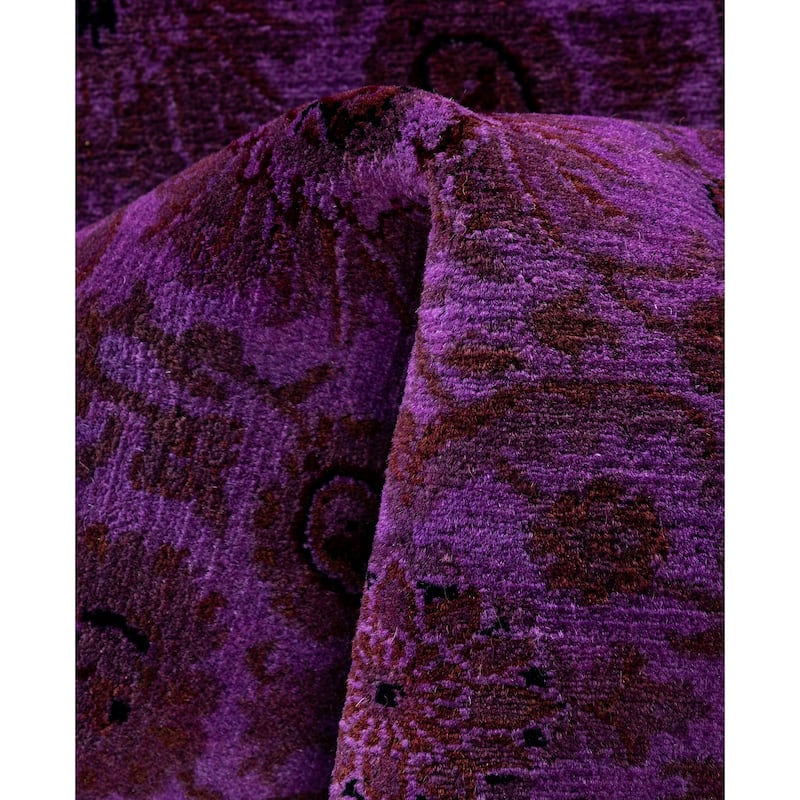 Overdyed One-of-a-Kind Hand-Knotted Area Rug - Purple - 2' 6" x 17' 10"