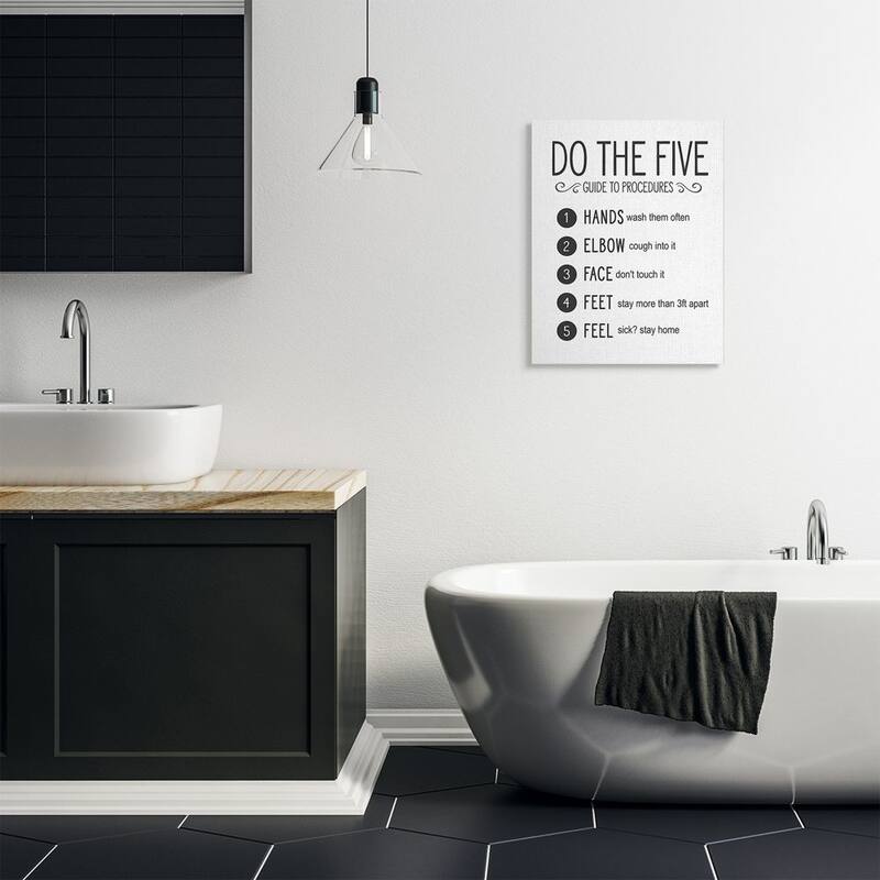 Stupell Five Procedures of Cleanliness Virus Office Sign Canvas Wall Art Design By Lettered and Lined