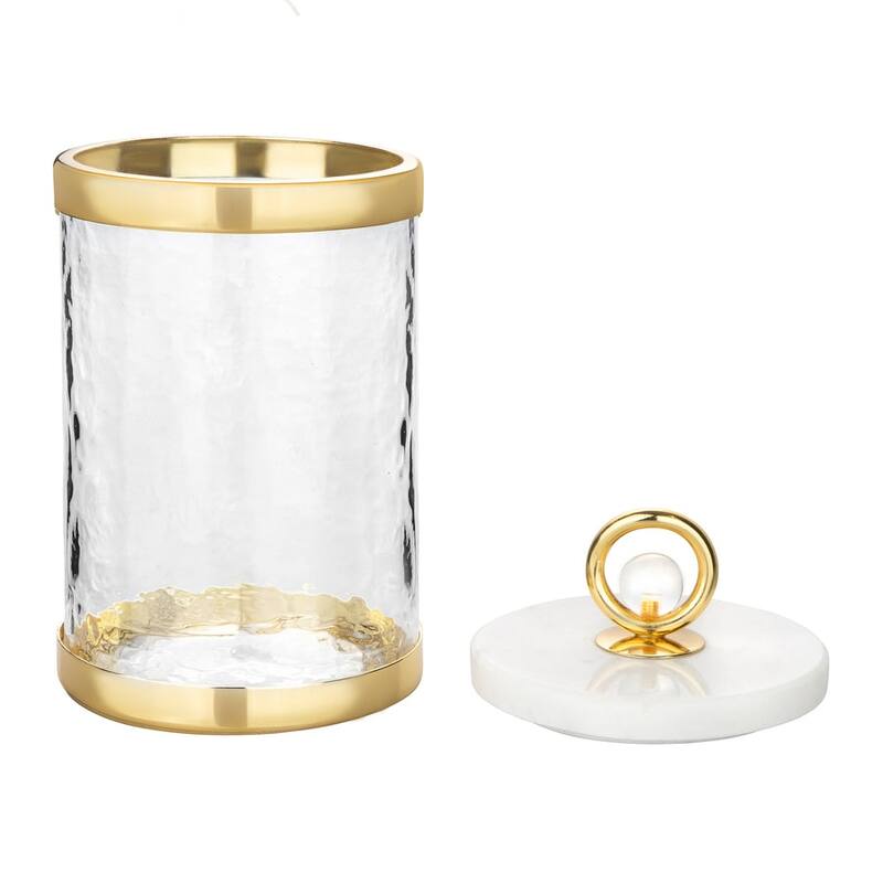 Canister with Marble Lid and Clear Ball Knob (3 Size Options)