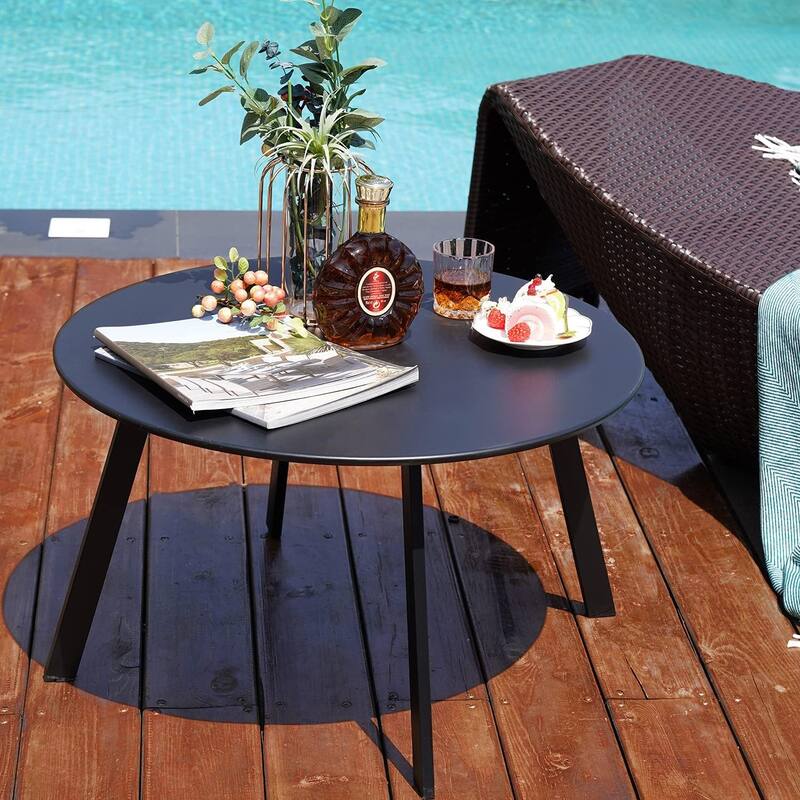 18" or 28" Round Outdoor Side Table End Table Coffee Table - BlackL