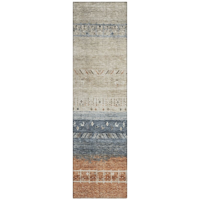 Machine Washable Indoor/ Outdoor Modern Global Chantille Rug