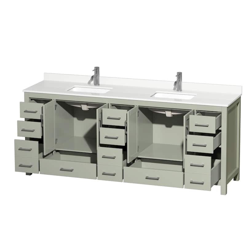 Sheffield 84-inch Double Vanity, Single Hole Quartz Top
