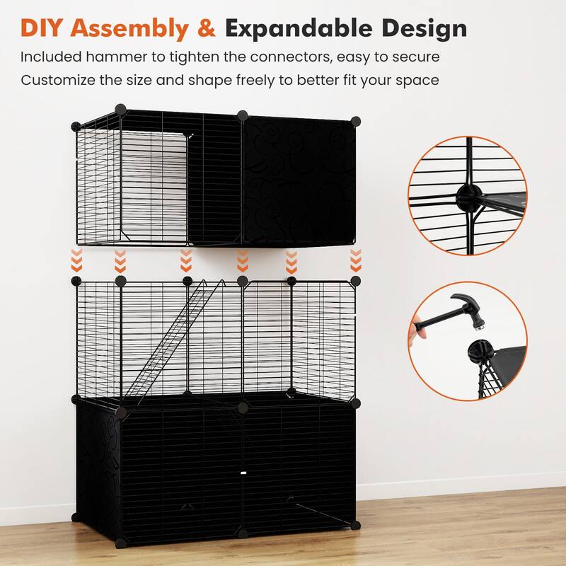 Costway 3-Tier Indoor Metal Wire Kitten Enclosure with 2 Ramps, Pet - See Details