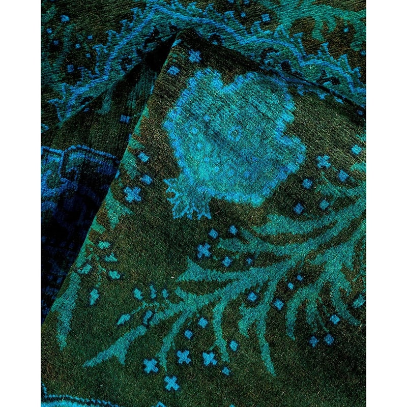 Overton Hand Knotted Wool Vintage Inspired Modern Contemporary Overdyed Blue Area Rug - 2' 8" x 4' 1"