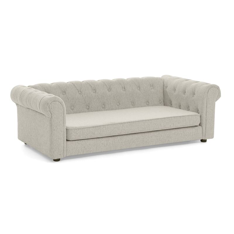 Roomfitters Upholstered Pet Sofa Chesterfield Style Elevated Dog Bed Couch with Rolled Arms & Button Tufted Cushion Seat