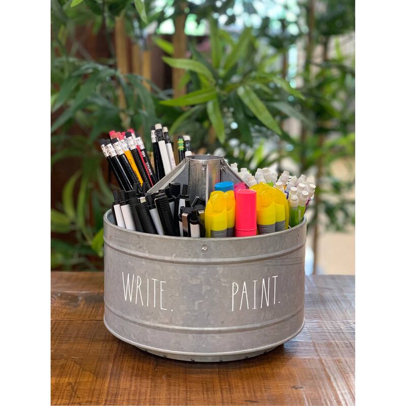 Rae Dunn Galvanized Rotating Desktop Stationary Spinner