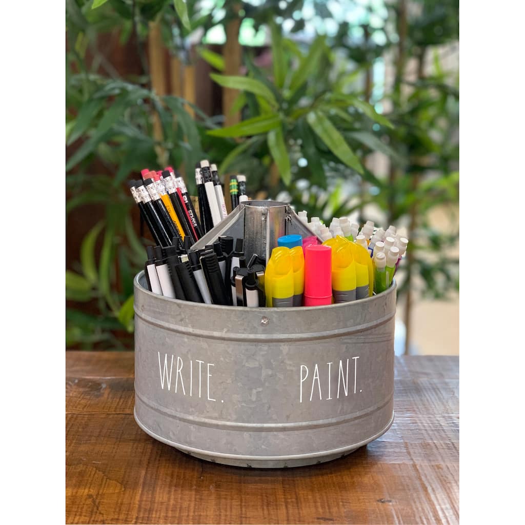 Rae Dunn Galvanized Rotating Desktop Stationary Spinner