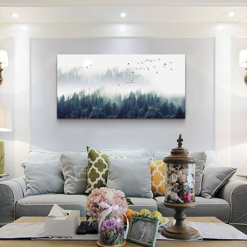 Mountain Forest Trees Landscape Canvas Art Wall Paintings