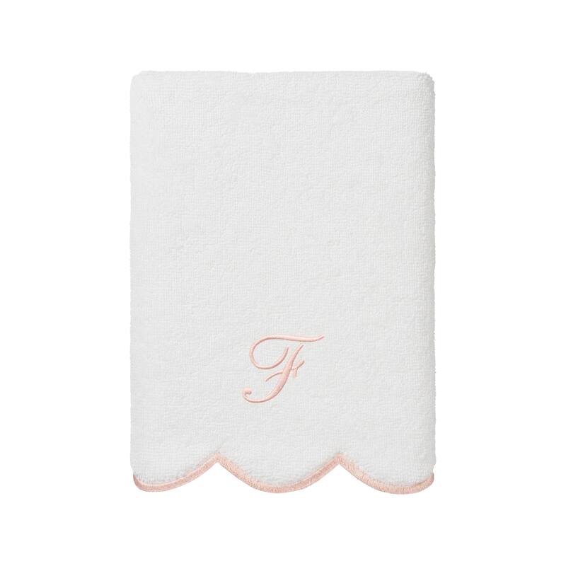 Authentic Hotel and Spa 100% Turkish Cotton Pink ADORNIA Scallop Personalized 3 Piece Towel Set - 3 Piece Set