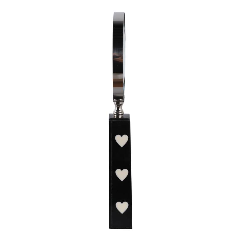 Resin Glass Decorative Object Heart Magnifying Glass Decor - 10" Black - 4" x 4" x 10"