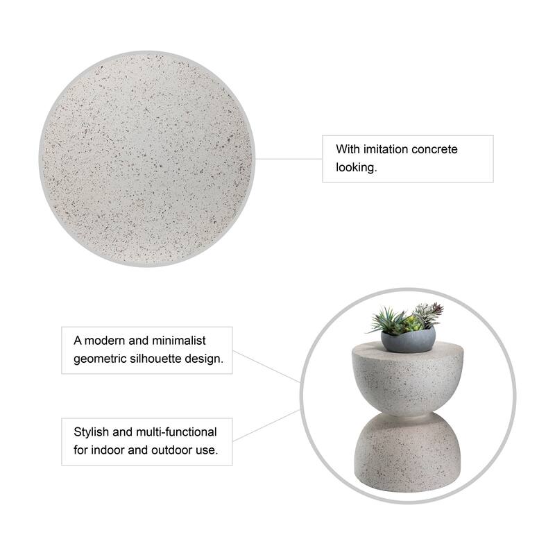18"H Modern Outdoor MGO Round Side Table Garden Stool - 15.75"L X 15.75"W X 17.75"H