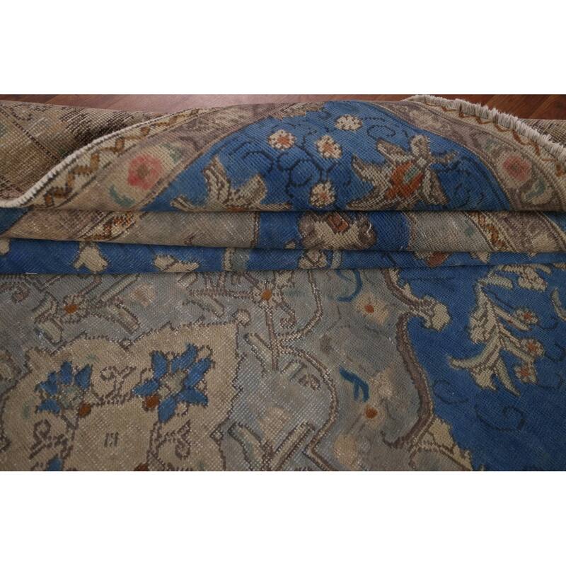 Over-Dyed Distressed Tabriz Persian Vintage Hand-Knotted Wool Carpet - 8'2" x 10'8"