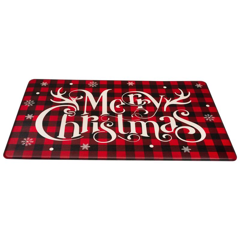 Plaid Merry Christmas Kitchen Comfort Anti-Fatigue Floor Mat - 17.75" x 29.5"