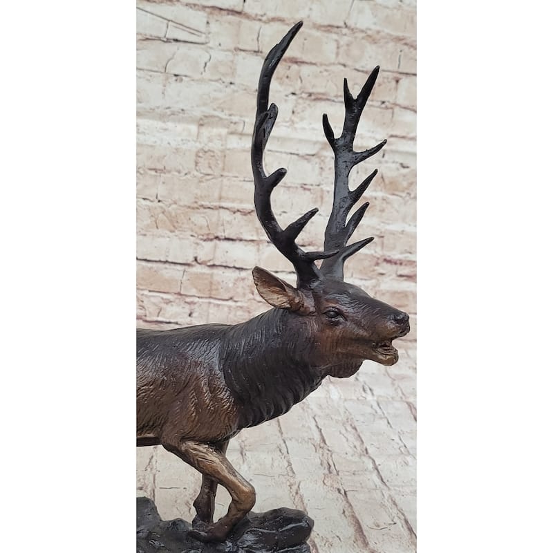 Bronze Marble Statue Elk Deer Caribou Buck Stag Lodge Sculpture Figure