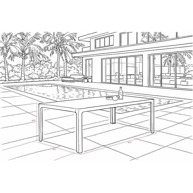 Quay Tribeca Dark Grey 1-Piece Aluminum Outdoor Dining Table with Ceramic Glass Top