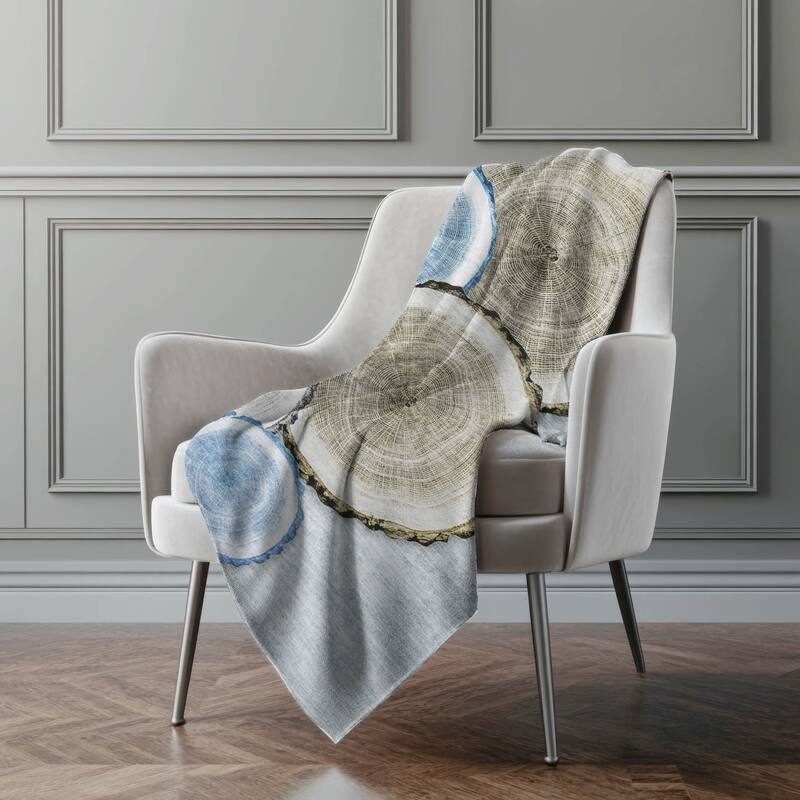 Premium Machine Washable Modern Woodgrain Sherpa Throw Blanket - Blue - 4'2" x 5'10"