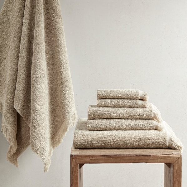 INK+IVY Atlas Cotton Dobby Slub 6 Piece Towel Set - Taupe