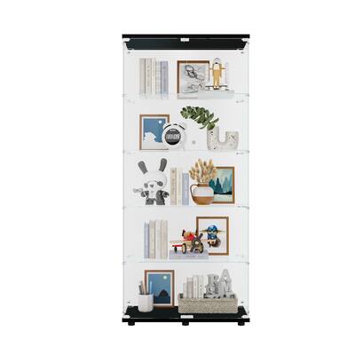 Two Door Glass Cabinet Glass Display Cabinet with 5 Shelves