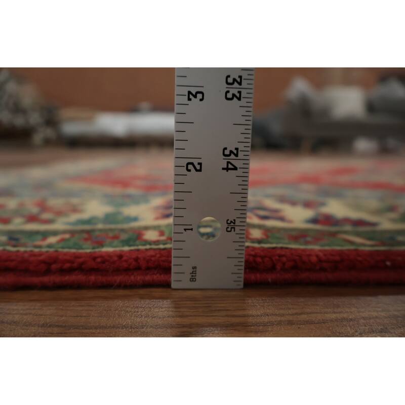 Hand Knotted Oriental 100% Wool Carpet Traditional Geometric Red Kazak Area Rug - 5' 9'' X 4' 0''