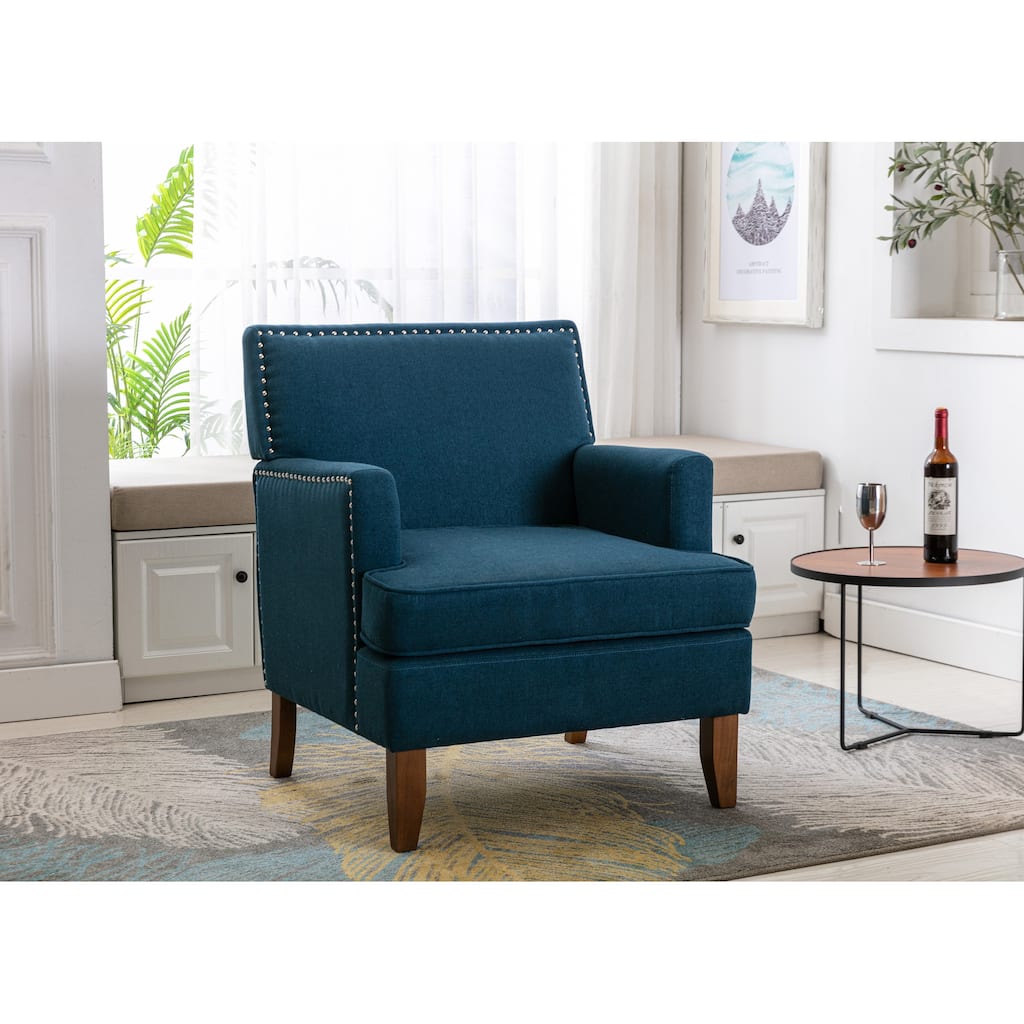 Porthos Home Gavi Fabric Upholstered Accent Chair with Rubberwood Legs