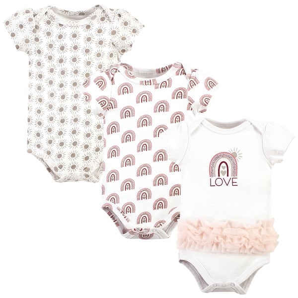 slide 1 of 1, Hudson Baby Infant Girl Cotton Bodysuits, Love Rainbow Tutu 0-3 Months - Love Rainbow Tutu