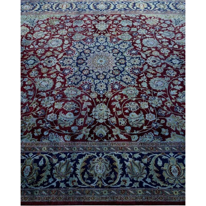 Overton Hand Knotted Wool Vintage Inspired Modern Contemporary Overdyed Blue Area Rug - 6' 3" x 9' 0"